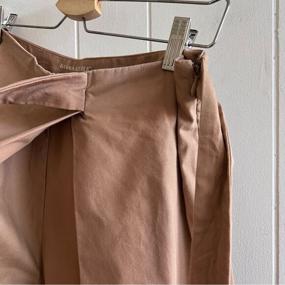 Banana Republic Khaki Organic Cotton Tie Waist Flared Wrap Pants - Picture 5 of 12